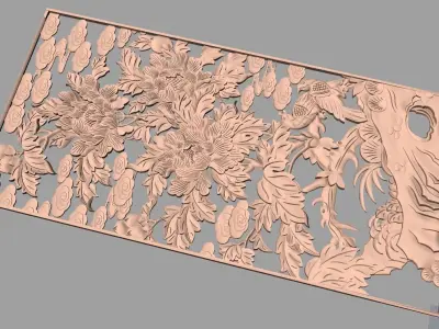 Door flower 3D relief STL Model for CNC woodworking carving E319 3D model