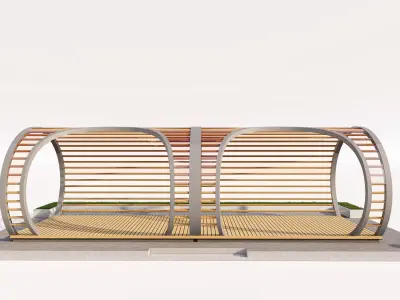 Modern Circular Bus Stop Pavilion  Low-poly 3D model