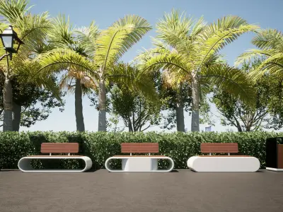 Concrete Outdoor Bench Free 3D model