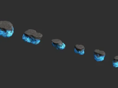 Short Flat Rocks - Energy Low-poly 3D model