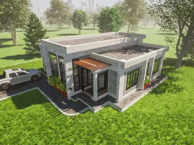 3 Bedroom Flat Roofed Bungalow 3D model