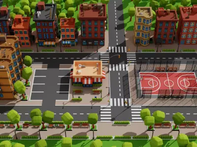 Lowpoly city Brooklyn style 3D model