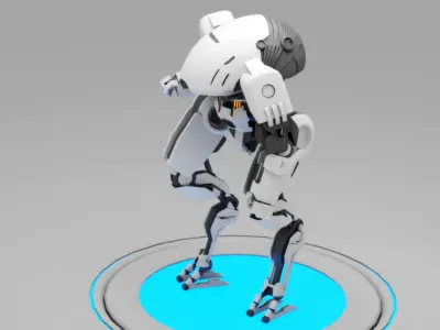sci-fi combat  android  rigged - animated character 3D model