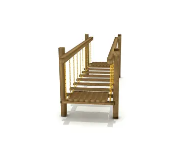 Kids Game Play Equipment 012 Wood Chain Bridge 3D model
