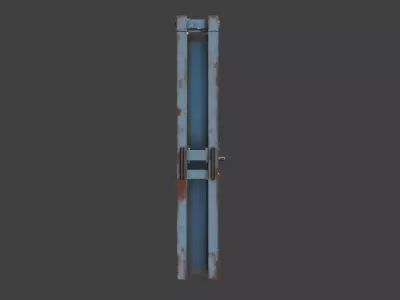 Flat Industrial Door Rusty Low-poly 3D model