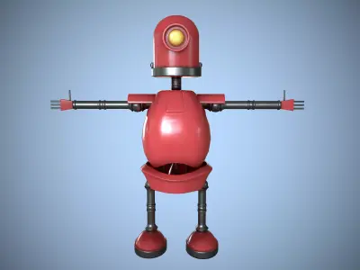 Little Red Robot Character Low-poly 3D model