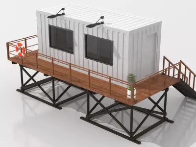 Container Beach Lifeguard Stand Low-poly 3D model