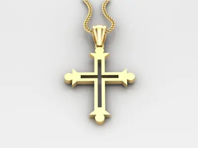 High Cross Pendant Light Gold 18K 4CP033 3D print model