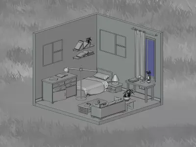 Anime Style Isometric Room 3D model