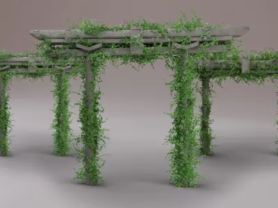 Japanese Archways Ivy-Covered - Set Of 4 3D model