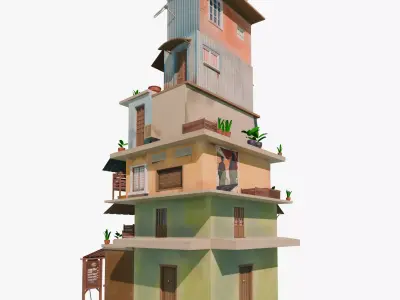 Semi-realistic Stylized House 02 Low-poly 3D model
