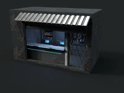 Scifi neon gun store - dangerous streets of cyberpunk city Low-poly 3D model