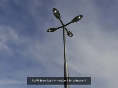 Sci-Fi Street Light 14 with pole 3 3D Model Pack