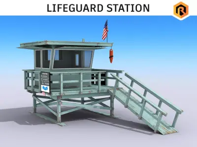 Lifeguard Station Low-poly 3D model