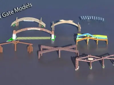 Pack of different type of Gate 3d Models Low-poly 3D model