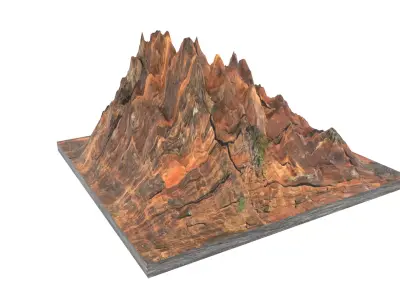 Mountain made of wood Low-poly 3D model
