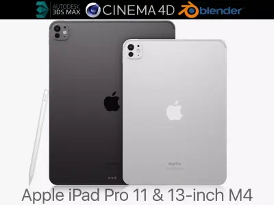 Apple iPad Pro M4 11 and 13-inch All Colors 3D model