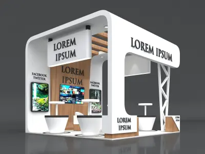 Exhibition Stand Booth Stall 6x6m Height 500cm 3 Side Open 3D model