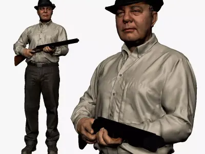 001124 man with shotgun 3d print ready 3D print model