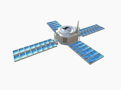 Satellite H03 White Blue - SciFi Space Design Low-poly 3D model