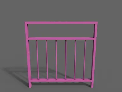 PBR Pedestrian Guard Rail Pink V4 Low-poly 3D model