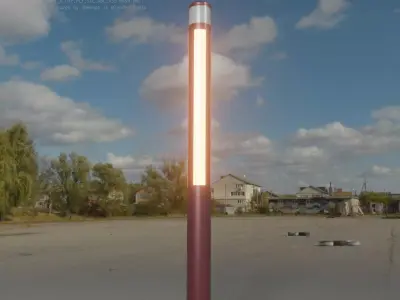 Dark Red Light-Column -23- Street-Light 9 Low-poly 3D model