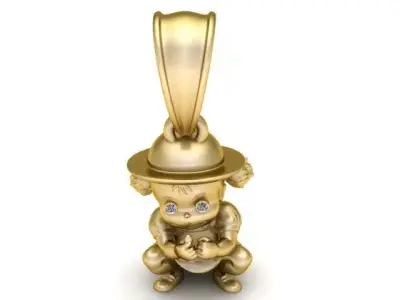 Diamond-Eyed Street Kid Pendant  3D Printable Gold Characeeer 3D print model