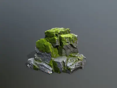 Mossy Rock Set Low-poly 3D model