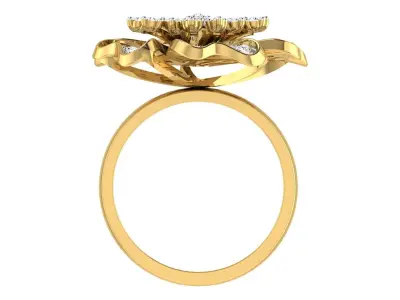 Light Weight Yellow Gold Diamond Ring -DDS RN 269 3D print model