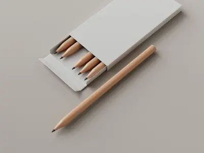 Colored pencils Low-poly 3D model