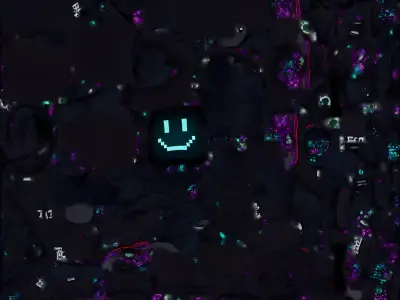 Digital LED Face Hacker - Cyberpunk Kid Character Low-poly 3D model