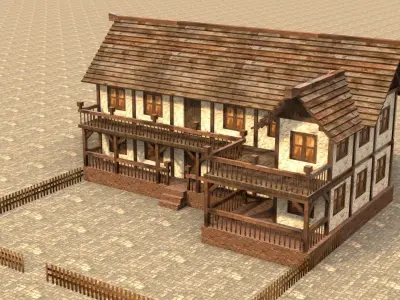 Medieval house fifteen 14 Low-poly 3D model