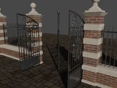 Fence Low poly Game-ready 3d model - Modular Low-poly 3D model
