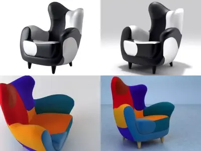 Alessandra four different colored chairs 3D model