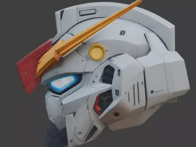 Cyber-Mecha Commander Helmet 3D Model Low-poly 3D model
