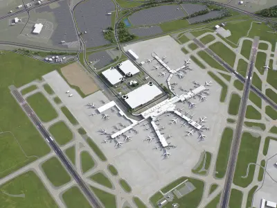 Charlotte - Douglas International Airport - CLT Low-poly 3D model