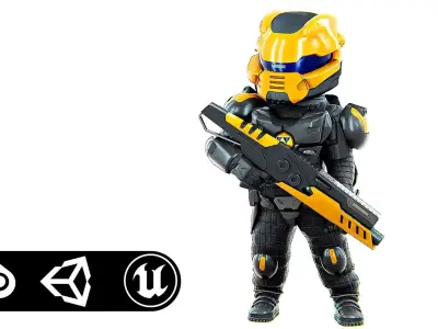 CYBER SOLDIER XC-10  Rigged for Unreal Engine - Unity - MIXAMO  3D model
