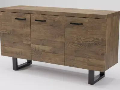 TIMBER 3 Door Sideboard Dark Wood 3D model