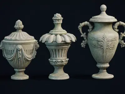 Garden Urns Caps Low-poly 3D model