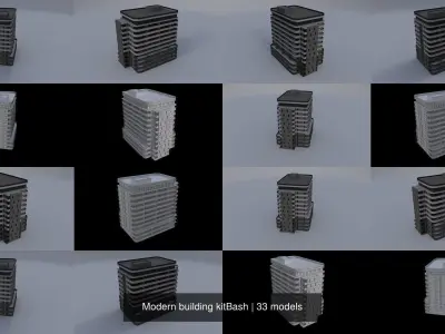 Modern building kitBash 3D Model Pack