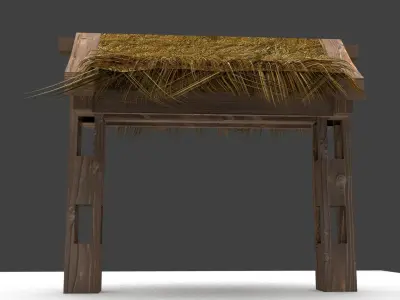 Gate with thetched Roof 3D model