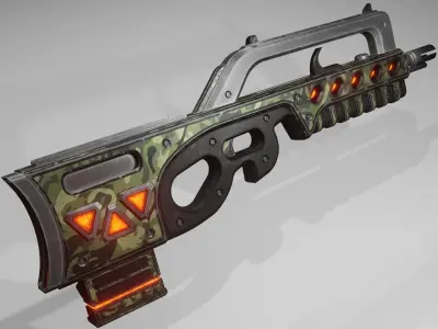 Sci-fi assault rifle Low-poly 3D model