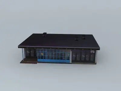 Old Grocery Store From 50ies Low-poly 3D model