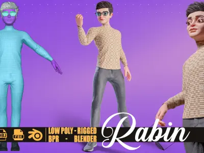Rabin - Male rigged PBR character Low-poly