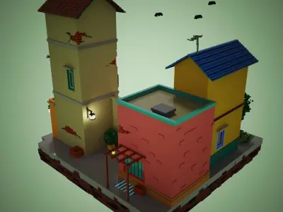 Old house voxel 3D model