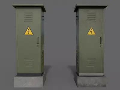 PBR Electric Box DarkGreen V2 Low-poly 3D model