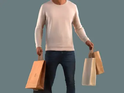 Set of 3D men shopping 3D model