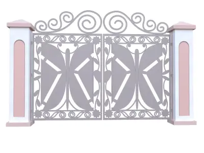 Classic Ornamental Iron Gate Low Poly PBR Architectural 3D Model Low-poly 3D model