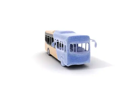 Beige City Bus model pack Low-poly 3D model