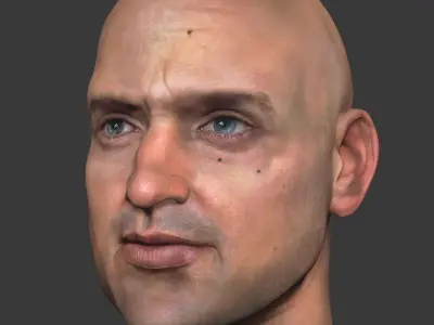 Male head PBR Realistic low poly Low-poly 3D model Low-poly 3D model